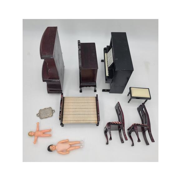 Vintage Wooden Dollhouse Furniture 10 pc Lot - Picture 4 of 8